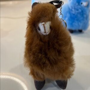 100% alpaca fur Full figure Keychain  choose Blue or Brown